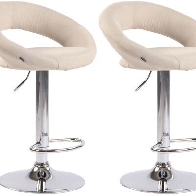 Set of 2 bar stools Olinda fabric chrome cream 47x53x80 cream Material metal