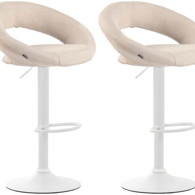 Set of 2 bar stools Olinda fabric white cream 47x53x80 cream Material metal