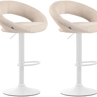 Lot de 2 tabourets de bar Olinda tissu blanc crème 47x53x80 crème Matière métal