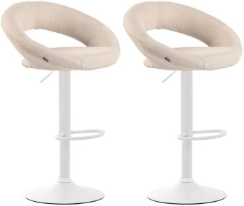 Lot de 2 tabourets de bar Olinda tissu blanc crème 47x53x80 crème Matière métal 1