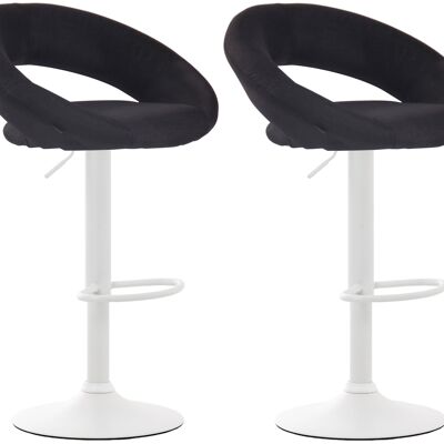 Set of 2 bar stools Olinda fabric white black 47x53x80 black Material metal