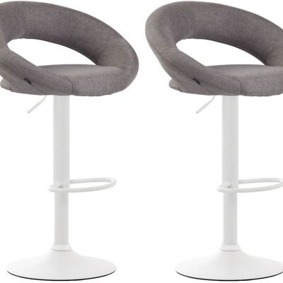 Set of 2 bar stools Olinda fabric white Gray 47x53x80 Gray Material metal