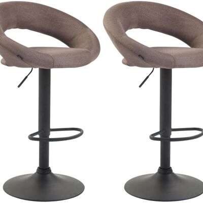 Set of 2 bar stools Olinda fabric black taupe 47x53x80 taupe Material metal
