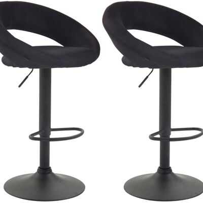 Lot de 2 tabourets de bar Olinda tissu noir noir 47x53x80 noir Matière métal