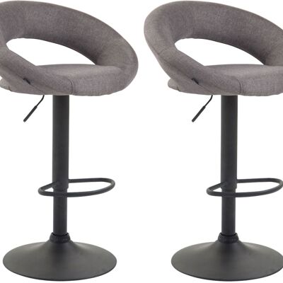 Set of 2 bar stools Olinda fabric black Gray 47x53x80 Gray Material metal