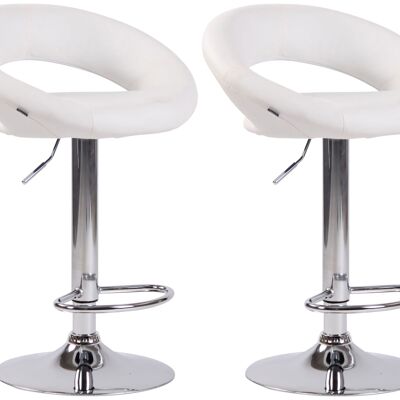 Set of 2 Olinda bar stools imitation leather chrome white 47x53x80 white imitation leather metal
