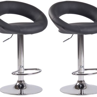 Set of 2 bar stools Olinda imitation leather chrome Gray 47x53x80 Gray imitation leather metal