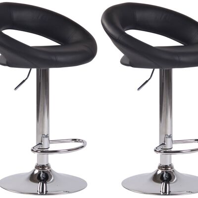 Set of 2 Olinda bar stools imitation leather chrome black 47x53x80 black imitation leather metal