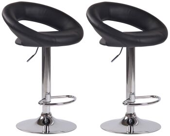 Lot de 2 tabourets de bar Olinda simili cuir chrome noir 47x53x80 métal simili cuir noir 1