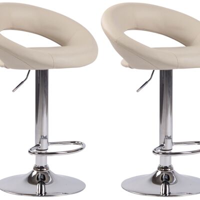 Set of 2 bar stools Olinda imitation leather chrome cream 47x53x80 cream imitation leather metal
