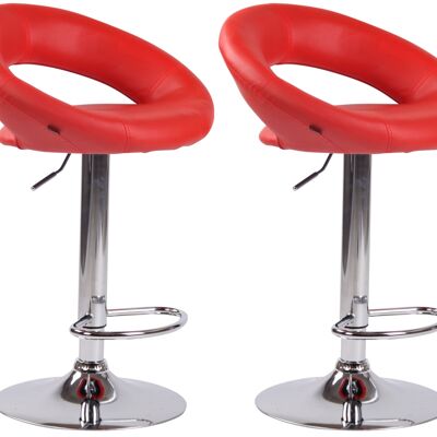 Set of 2 Olinda bar stools imitation leather chrome red 47x53x80 red imitation leather metal