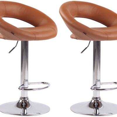 Set of 2 Olinda bar stools imitation leather chrome light brown 47x53x80 light brown imitation leather metal
