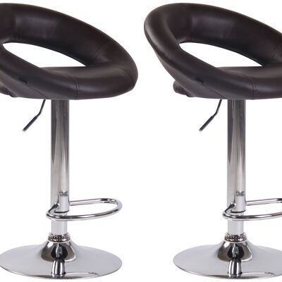 Set of 2 Olinda bar stools imitation leather chrome brown 47x53x80 brown imitation leather metal