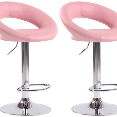 Set of 2 bar stools Olinda imitation leather chrome pink 47x53x80 pink imitation leather metal