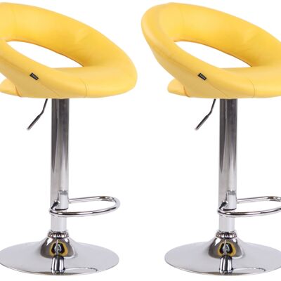 Set of 2 Olinda bar stools imitation leather chrome yellow 47x53x80 yellow imitation leather metal