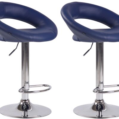 Set of 2 Olinda bar stools imitation leather chrome blue 47x53x80 blue imitation leather metal