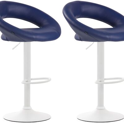 Set of 2 bar stools Olinda imitation leather white blue 47x53x80 blue imitation leather metal