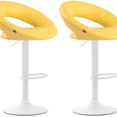 Set of 2 bar stools Olinda imitation leather white yellow 47x53x80 yellow imitation leather metal