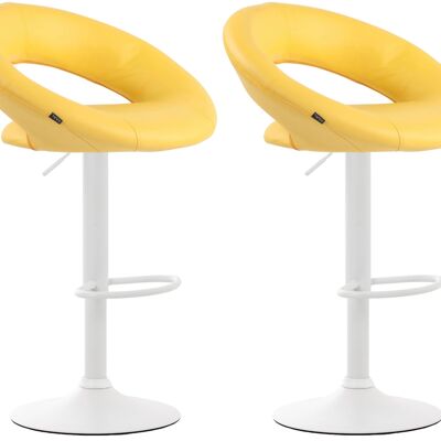 Set di 2 sgabelli da bar Olinda similpelle bianco giallo 47x53x80 similpelle giallo metallo