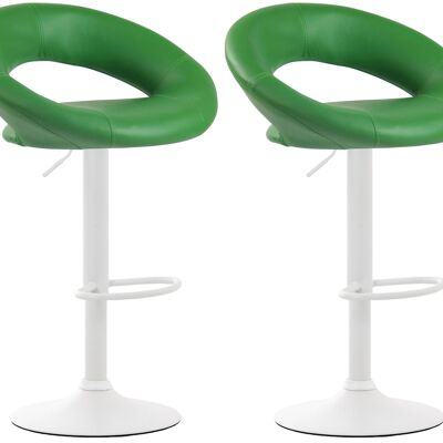 Set of 2 bar stools Olinda imitation leather white vegetable 47x53x80 vegetable imitation leather metal