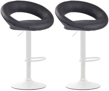 Lot de 2 tabourets de bar Olinda simili cuir blanc Gris 47x53x80 Métal simili cuir gris 1