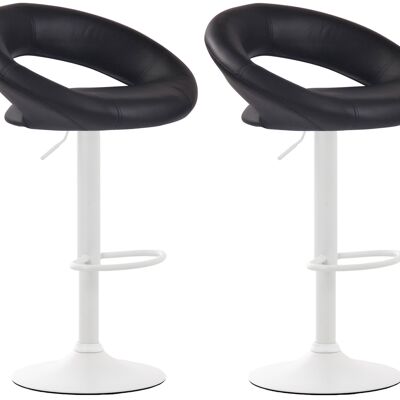 Conjunto de 2 taburetes de bar Olinda simil piel blanco negro 47x53x80 simil piel negro metal