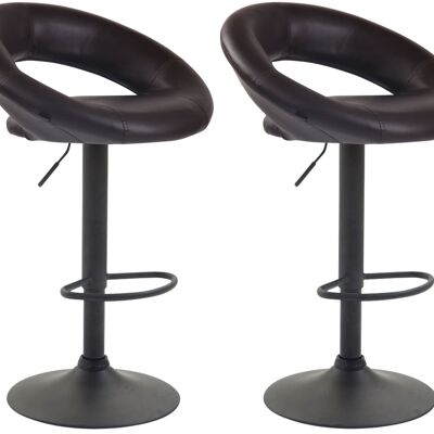 Set di 2 sgabelli da bar Olinda similpelle marrone nero 47x53x80 metallo similpelle marrone