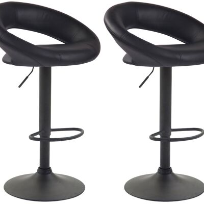 Set of 2 bar stools Olinda imitation leather black black 47x53x80 black imitation leather metal