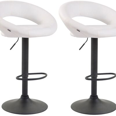 Set di 2 sgabelli da bar Olinda similpelle nero bianco 47x53x80 similpelle bianco metallo