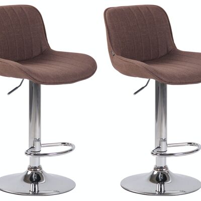 Set of 2 bar stools Lentini fabric chrome brown 50x50x86 brown Material metal