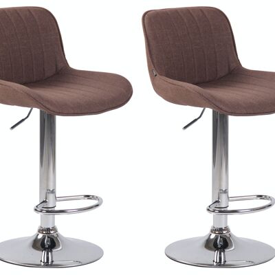 Lot de 2 tabourets de bar Lentini tissu chrome marron 50x50x86 marron Matière métal