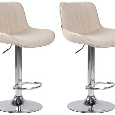 Set of 2 bar stools Lentini fabric chrome cream 50x50x86 cream Material metal