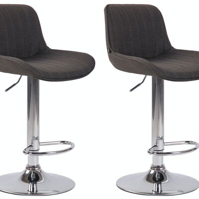 Lot de 2 tabourets de bar Lentini tissu chrome gris foncé 50x50x86 gris foncé Matière métal