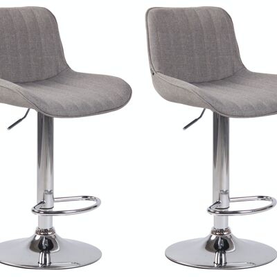 Set of 2 bar stools Lentini fabric chrome Gray 50x50x86 Gray Material metal