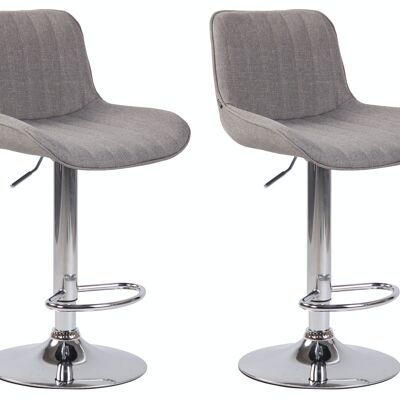 Lot de 2 tabourets de bar Lentini tissu chrome Gris 50x50x86 Gris Matière métal