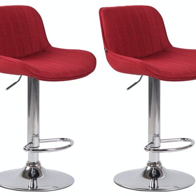 Set of 2 bar stools Lentini fabric chrome red 50x50x86 red Material metal