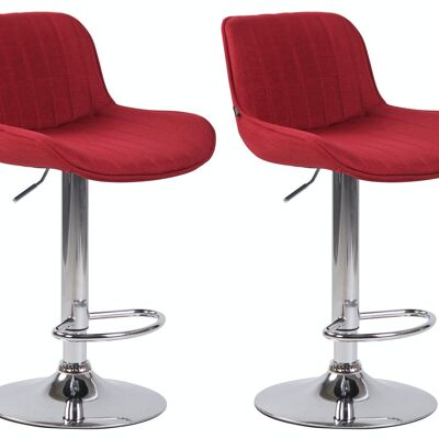 Lot de 2 tabourets de bar Lentini tissu chrome rouge 50x50x86 rouge Matière métal