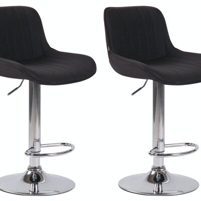 Lot de 2 tabourets de bar Lentini tissu chrome noir 50x50x86 noir Matière métal