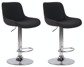 Lot de 2 tabourets de bar Lentini tissu chrome noir 50x50x86 noir Matière métal 1