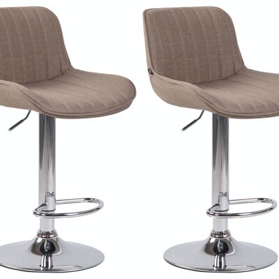 Lot de 2 tabourets de bar Lentini tissu chrome taupe 50x50x86 taupe Matière métal