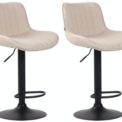 Lot de 2 tabourets de bar Lentini tissu noir crème 50x50x86 crème Matière métal