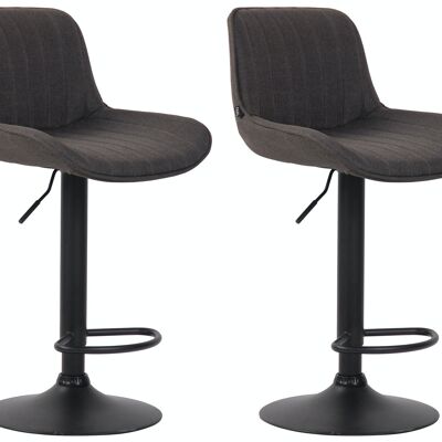 Set of 2 bar stools Lentini fabric black dark gray 50x50x86 dark gray Material metal