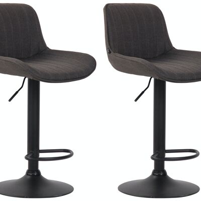 Lot de 2 tabourets de bar Lentini tissu noir gris foncé 50x50x86 gris foncé Matière métal