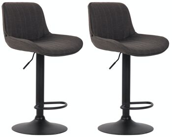 Lot de 2 tabourets de bar Lentini tissu noir gris foncé 50x50x86 gris foncé Matière métal 1