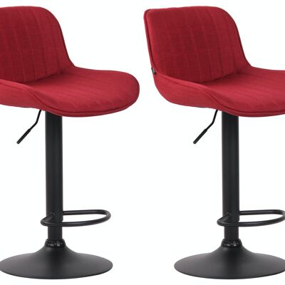 Lot de 2 tabourets de bar Lentini tissu noir rouge 50x50x86 rouge Matière métal