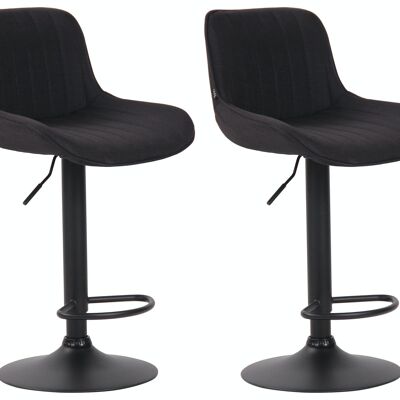 Lot de 2 tabourets de bar Lentini tissu noir noir 50x50x86 noir Matière métal