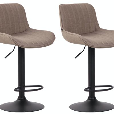 Lot de 2 tabourets de bar Lentini tissu noir taupe 50x50x86 taupe Matière métal