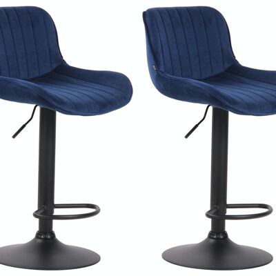 Set of 2 bar stools Lentini velvet black blue 50x50x86 blue velvet metal