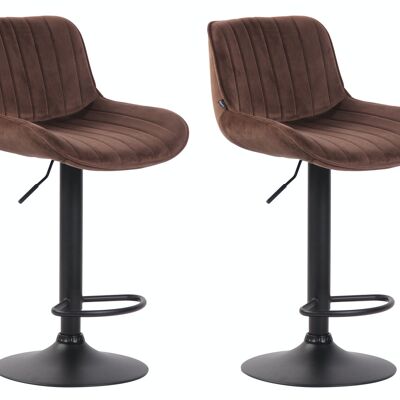 Set of 2 bar stools Lentini velvet black brown 50x50x86 brown velvet metal