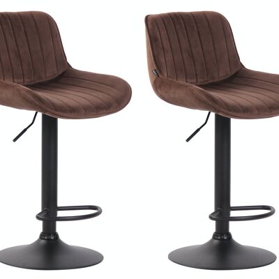 Lot de 2 tabourets de bar Lentini velours marron noir 50x50x86 métal velours marron